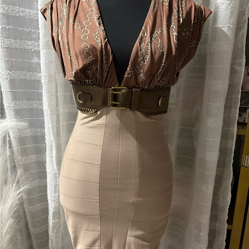 Sky Gold and Brown Statement Belt